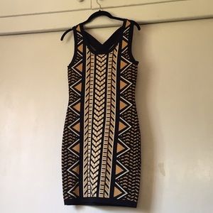 Body con thick fabric patterned dress